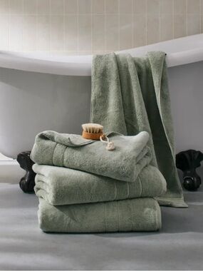 Brooklinen Super-Plush Turkish Cotton Towels Green Eucalyptus - Set of 2 NEW